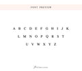 a font preview of the alphabet, with each letter in a different font size and style.