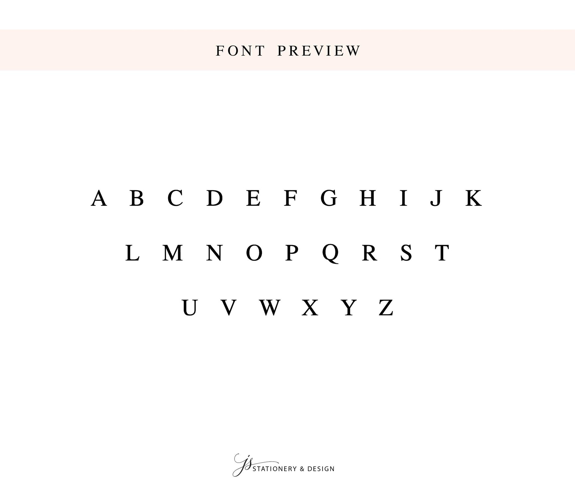 a font preview of the alphabet, with each letter in a different font size and style.