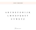 a font preview that displays the alphabet in a sans-serif font, with each letter in a larger size than the others.