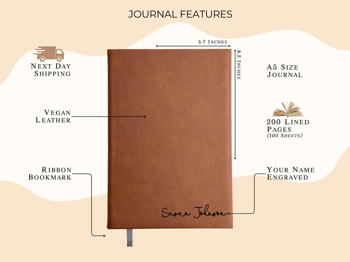 Personalized Journal for Women with Custom Name and Floral Design
