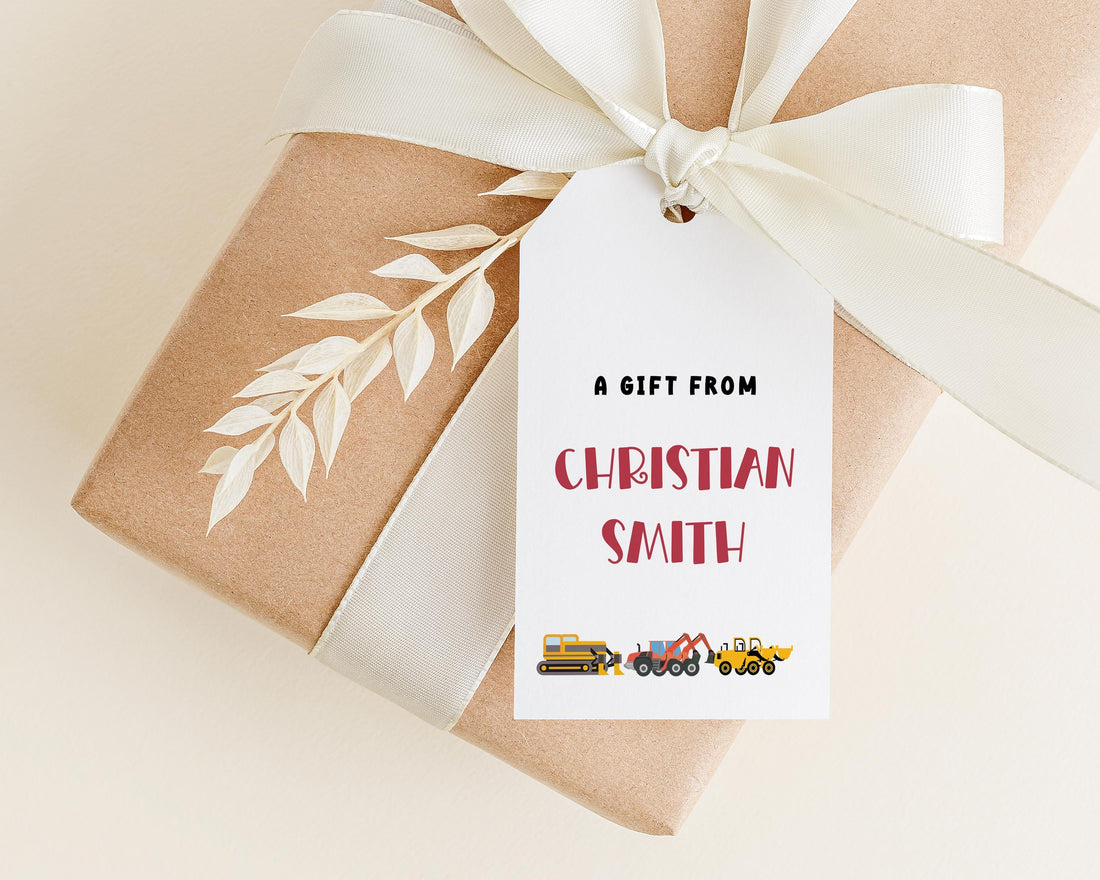 A gift wrapped in brown paper with a white ribbon and a tag that reads "A GIFT FROM CHRISTIAN SMITH".
