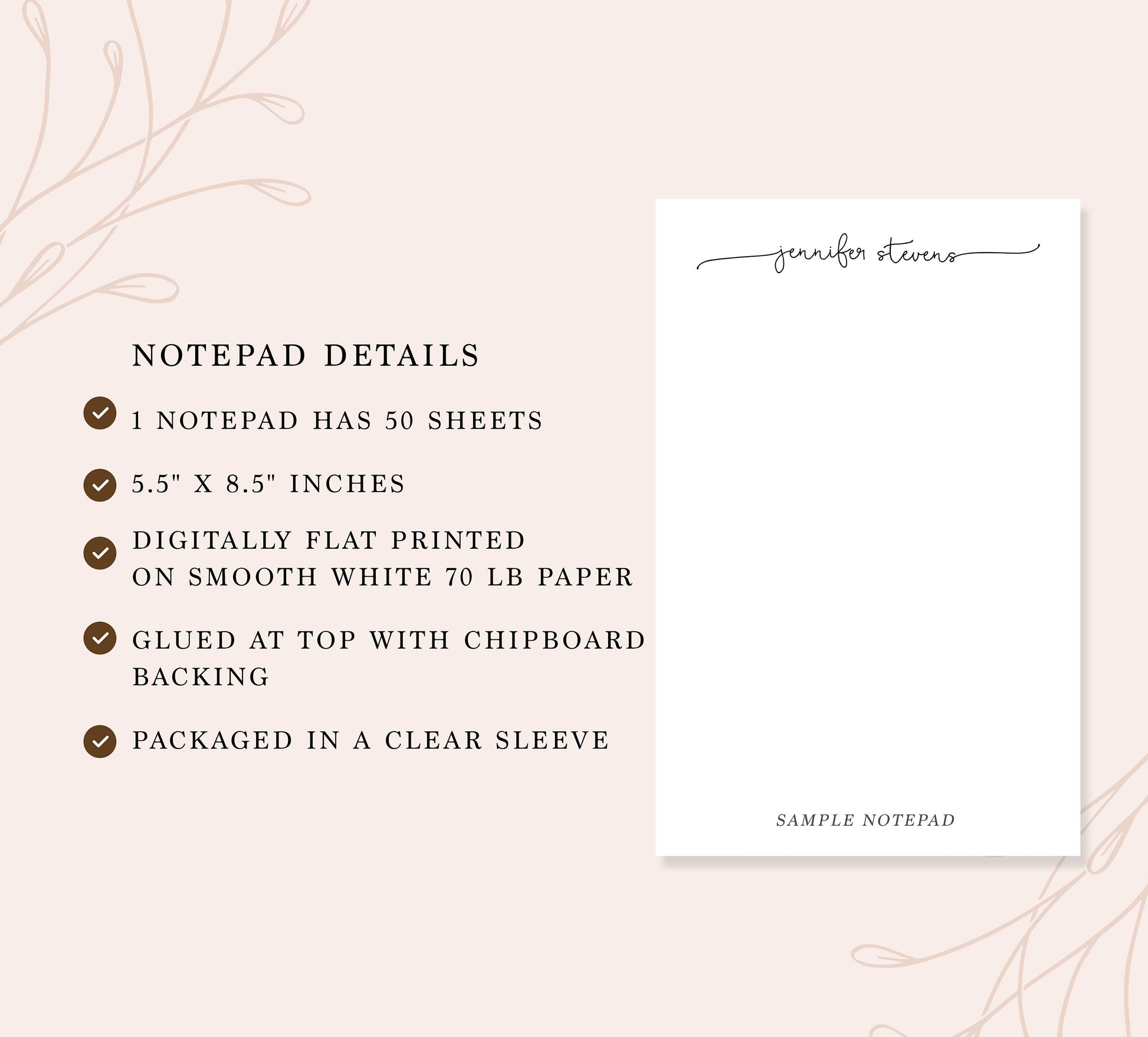 Personalized Colorful Floral Notepad, Floral Notepad with Flowers, Feminine Notepad Gift, Personalized Notepads for Her, Notepad with Name
