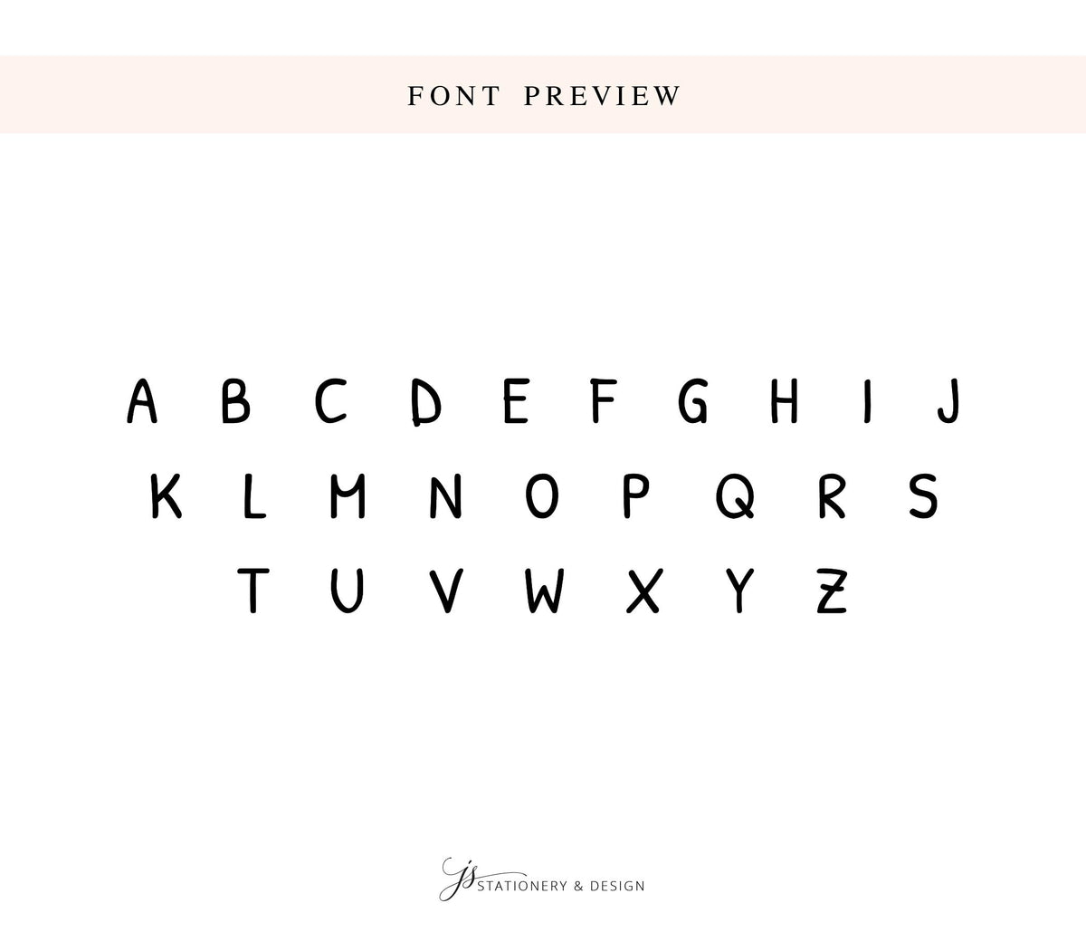 a font preview with the alphabet displayed in a simple, sans-serif font.