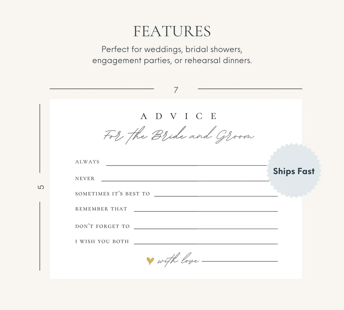 Advice and Wishes for the New Mr and Mrs Game, 10 Cards