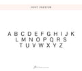 a font preview with the alphabet displayed in a sans-serif font.
