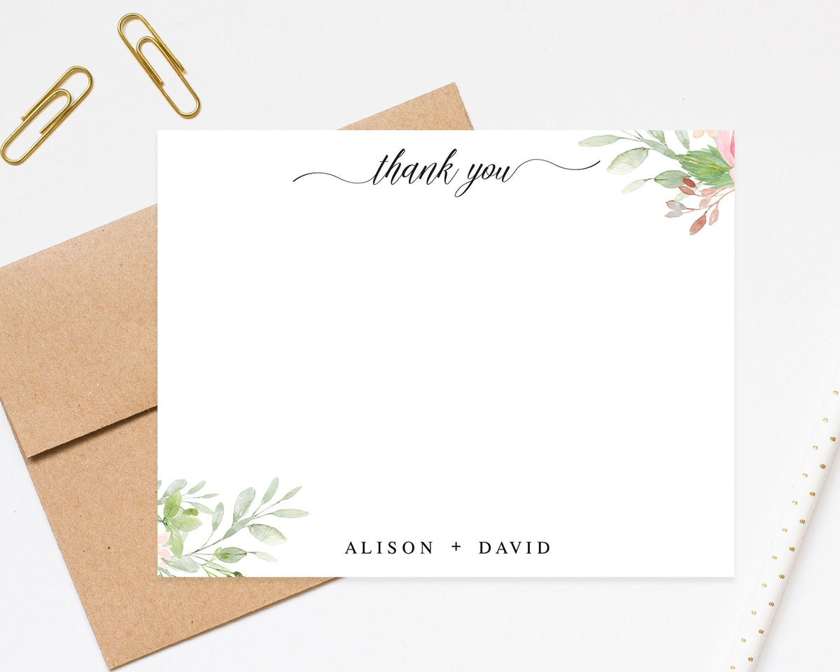 Calligraphy Script Thank You – Personalized Stationery, Stationary Note Cards Set
