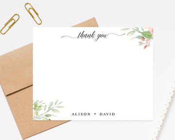 Calligraphy Script Thank You – Personalized Stationery, Stationary Note Cards Set