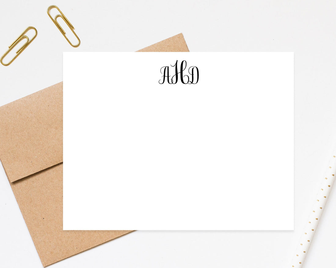 Monogram Initials Personalized Stationery Card Set with Envelopes, Monogram Stationary, Personalized Stationary, Flat Note Card Personalized
