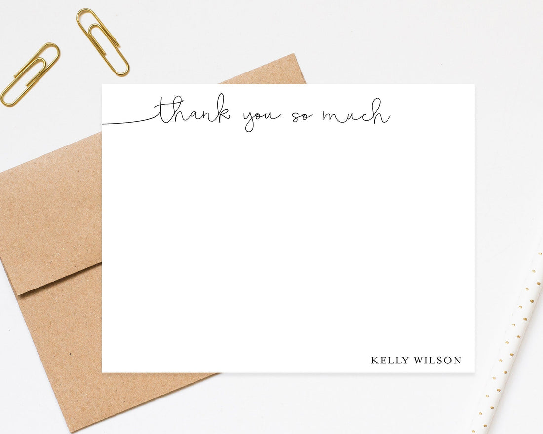 Thank you Notecards, Flat Personalized Note Cards, Custom Stationery, Personalized Stationary, Scripted Stationery, Couple Stationary