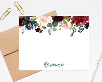 Personalized Stationary, Personalized Notecards Watercolor Stationery For Letters, Flat Personalized Note Cards With Envelopes
