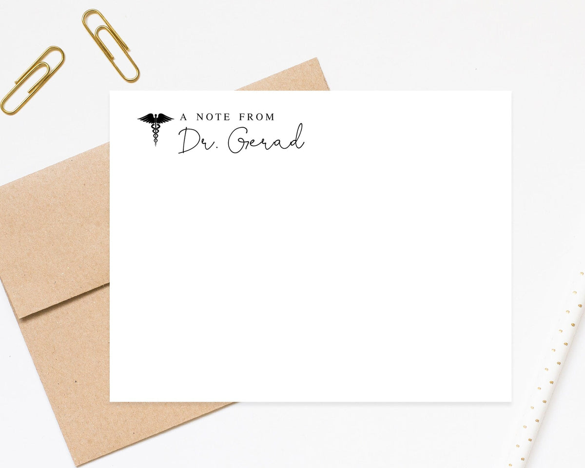 Caduceus Stationery Gift for Doctor, Personalized gift, Modern Stationery Notecards, Physician Stationery Set, Medical Stationery Card