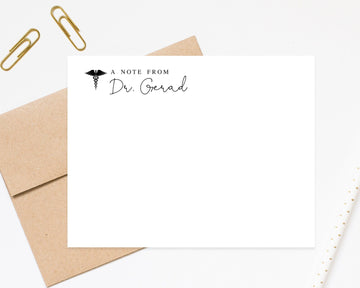 Caduceus Stationery Gift for Doctor, Personalized gift, Modern Stationery Notecards, Physician Stationery Set, Medical Stationery Card