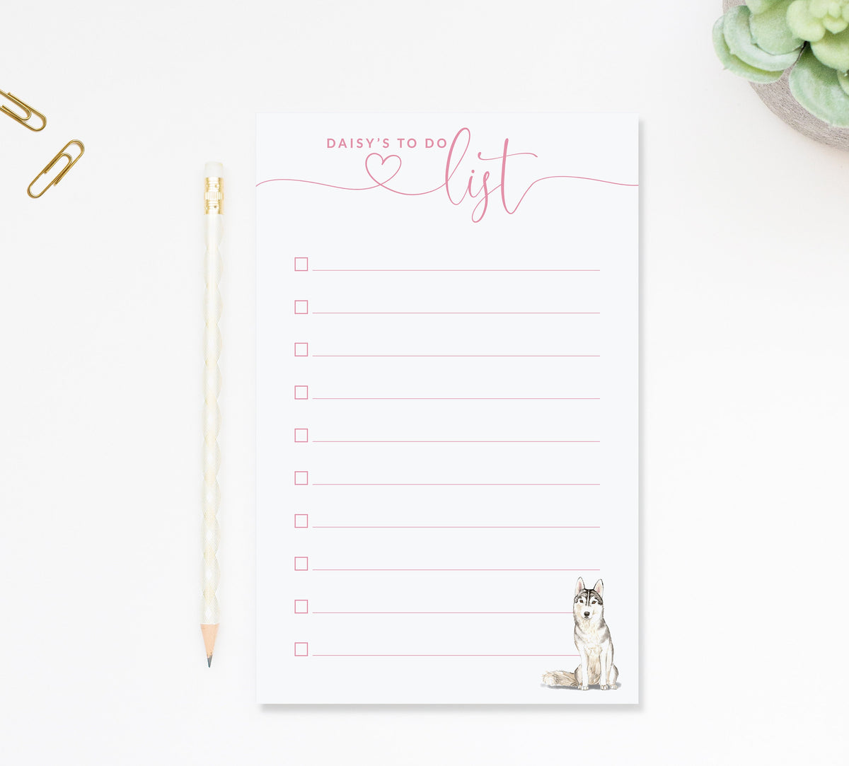 Personalized Do List Notepad, Notepad with Dog, Siberian Husky Notepad, Custom Gift, Paper Gift, Dog Owner Gift, Personalized Notepads