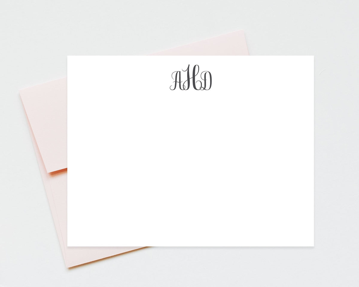 Monogram Initials Personalized Stationery Card Set with Envelopes, Monogram Stationary, Personalized Stationary, Flat Note Card Personalized