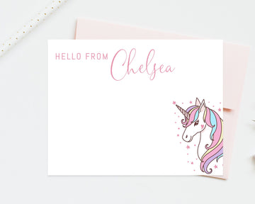 Personalized Unicorn Stationary Set, Unicorn Thank You Card, Unicorn with Stars Stationery for Girl, Personalized Gift Set, School Note Card