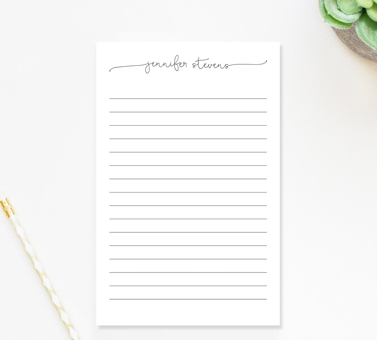 Personalized Script Notepad, Simple and Elegant Notepad, Personalized Notepad Gift for Writers, Customized Notepad Stationery Under 25