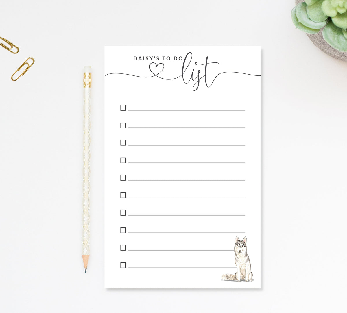 Personalized Do List Notepad, Notepad with Dog, Siberian Husky Notepad, Custom Gift, Paper Gift, Dog Owner Gift, Personalized Notepads