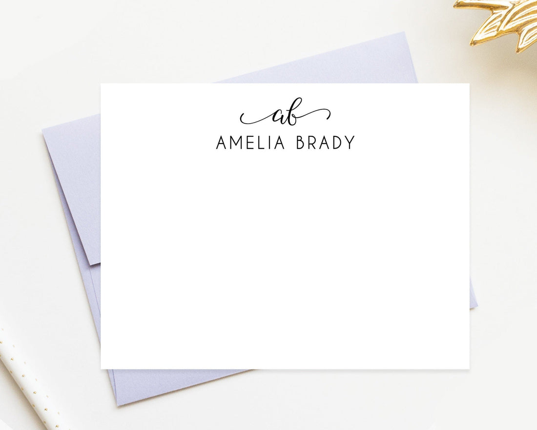 Personalized Stationery Cards and Envelopes, Monogram Stationary For Women, Monogram Gift Set, Custom 2 Letter Monogram Note Cards