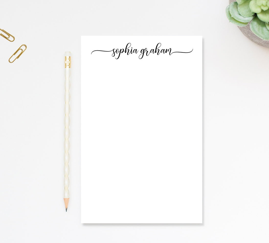 Personalized Notepad Script, Simple and Elegant Notepad, Personalized Notepad Gift for Writers, Customized Notepad Stationery Under 25