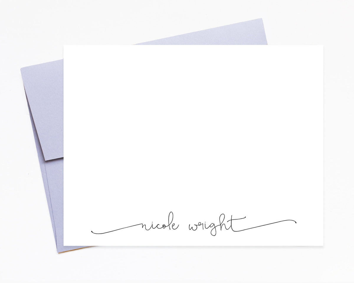 Personalized Script Stationery Cards For Her, Flat Notecards with Envelopes, Simple Stationary Paper, Gift for Bride, Unique Stationery