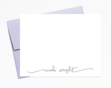 Personalized Script Stationery Cards For Her, Flat Notecards with Envelopes, Simple Stationary Paper, Gift for Bride, Unique Stationery
