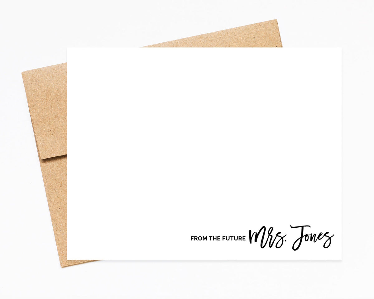 From the Future Mrs Stationery Card, Personalized Stationery Set, Thank You Flat Note Card, Custom Stationery, Bride Gift Bridal Shower