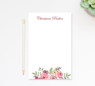 Personalized Notepads For Women, Personalized Gifts For Mom, Stationery Writing Pad, Personalized Notepads For Teacher, Floral Notepad