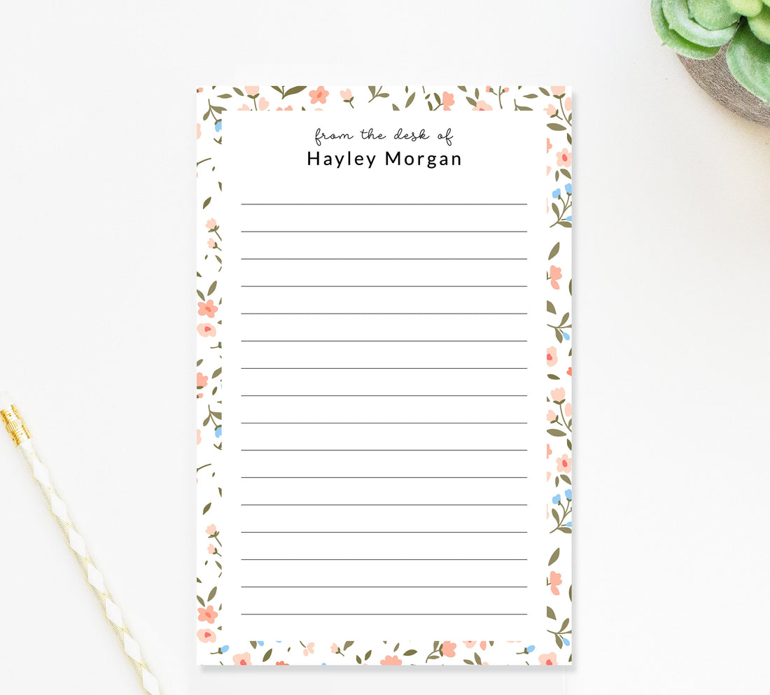 Personalized Gifts For Mom, Personal Writing Pad, Personalized Notepads For Teacher, Floral Notepad, Customized Notepad Stationery Under 25