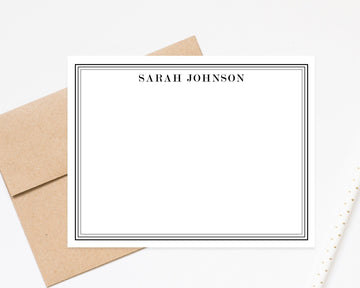 Modern Stationary with Borders, Minimal Stationery Notecard for Him or Her, Personal Stationary Gift Set, Cards for Business Notes