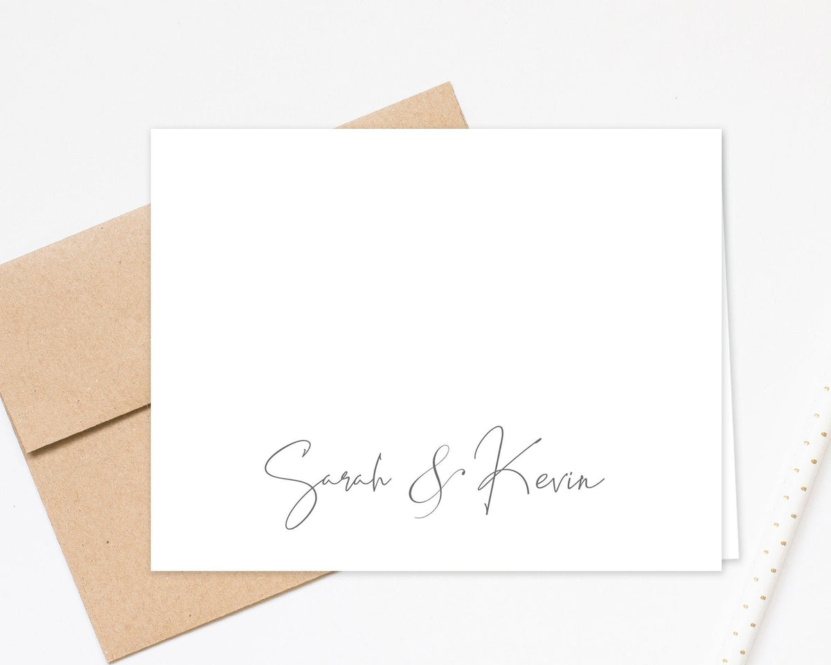 Personalized Stationary Couple, Custom Greeting Thank You Cards, Folded Note Card And Envelopes, Custom Gifts For Women, Set of 10 Cards
