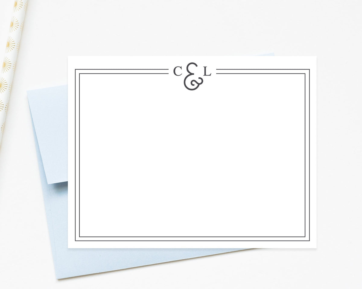 Personalized Monogrammed Stationary with Borders, Monogram Stationary Couple, Personalized Gift For Friend, Monogram Gifts For A Couple