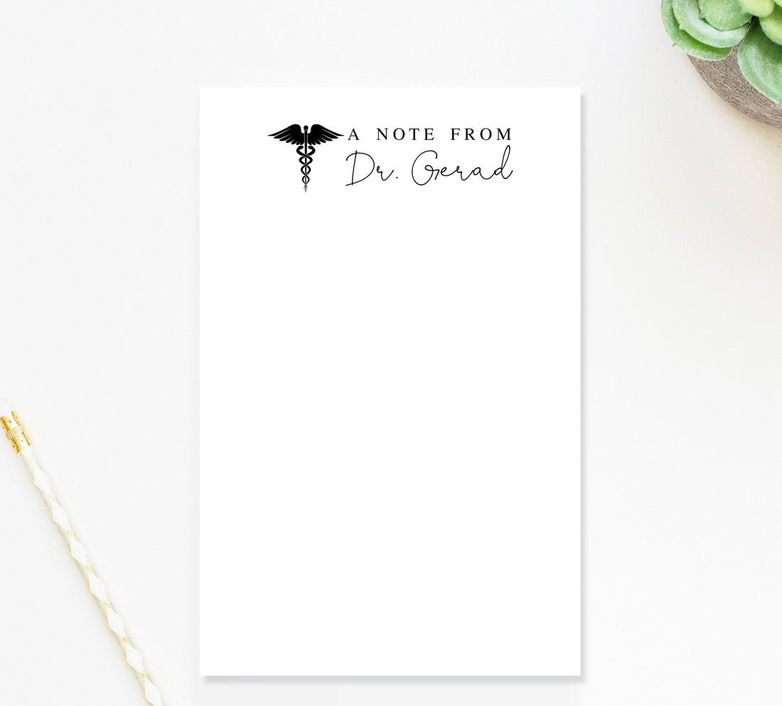 Personalized Medical Caduceus Notepad for Doctor, A note from Notepad, Custom Gift for Doctor Husband, Customized Notepad for Doctor Wife