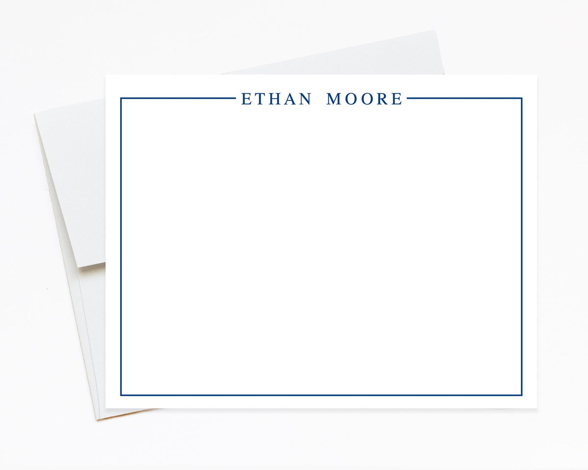 Personalized Stationary Notecards with Border, Graduation Thank you Notes for Him, Bordered Modern Stationary For Him, Thank you Flat Cards
