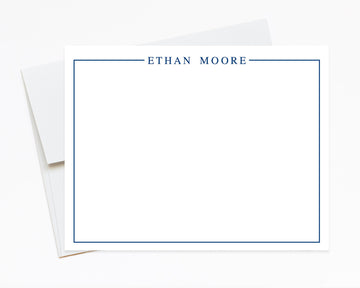 Personalized Stationary Notecards with Border, Graduation Thank you Notes for Him, Bordered Modern Stationary For Him, Thank you Flat Cards