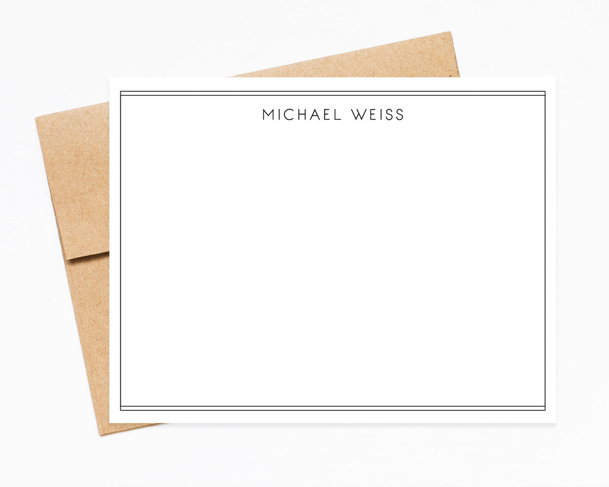 Personalized Stationery with Double Border Note Cards, Flat Cards with Envelopes, Doctor Stationery Sheet Set, Men's Stationary for Him