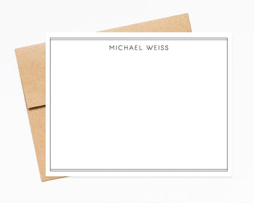 Personalized Stationery with Double Border Note Cards, Flat Cards with Envelopes, Doctor Stationery Sheet Set, Men's Stationary for Him