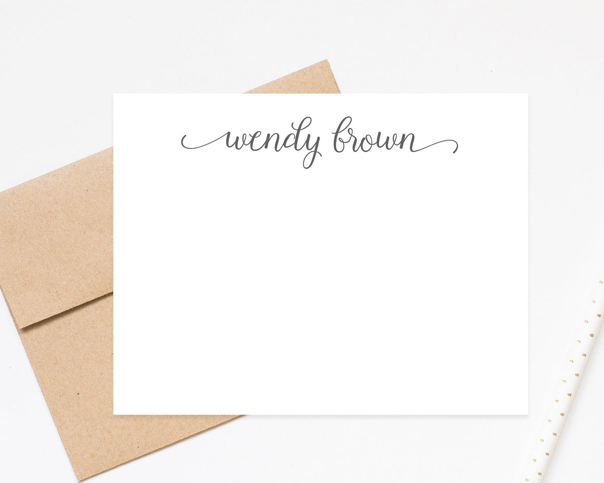Personalized Script Notes, Calligraphy Stationary, Custom Thank you with Envelopes, Personalized Stationery Set, Personalized Birthday Gift