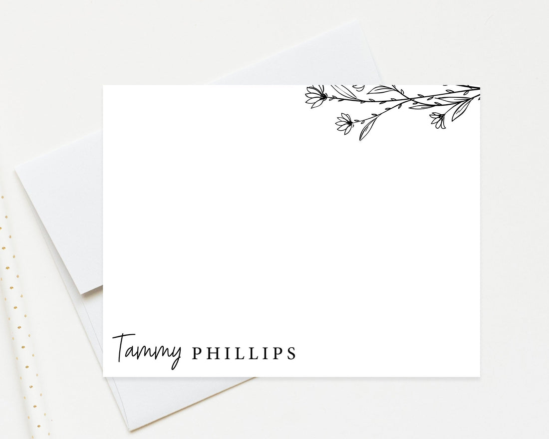 Personalized Stationery Set, Personalized Note Card with Envelopes Personalized Stationary with Floral, Customized Gift Set for Her