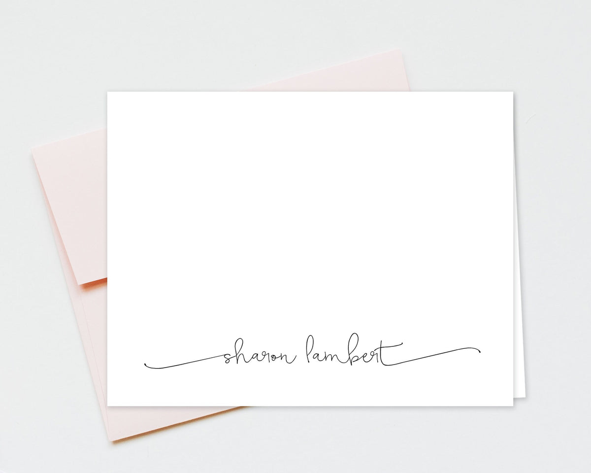 Personalized Stationery, Personalized Folded Greeting Notecards Set, Minimalist Greeting Cards, Set of 10 Folded Cards Stationary, Thank you