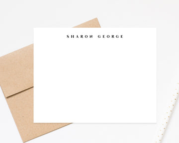 Minimal Stationery Card, Clean Bold Personalized Stationery Note Cards, Stationary Flat Cards with Envelopes, Unisex Designer Stationery,