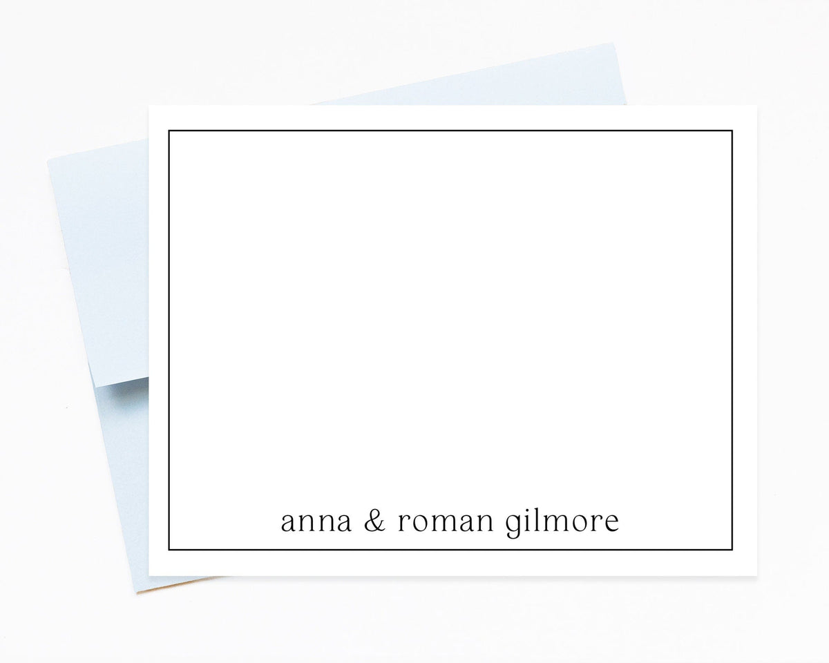 Modern Personalized Cards Set for Couples, Personalized Stationary Card Set and Envelopes, Anniversary Paper Gift, Personalized Notecard