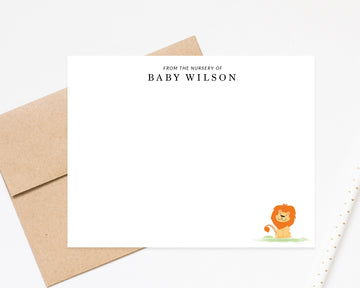 Personalized Lion Stationery Set, Lion Notecards, Childrens Stationery for Kids, Camp Stationary, Boys Soccer Mom, Lion Blank Card