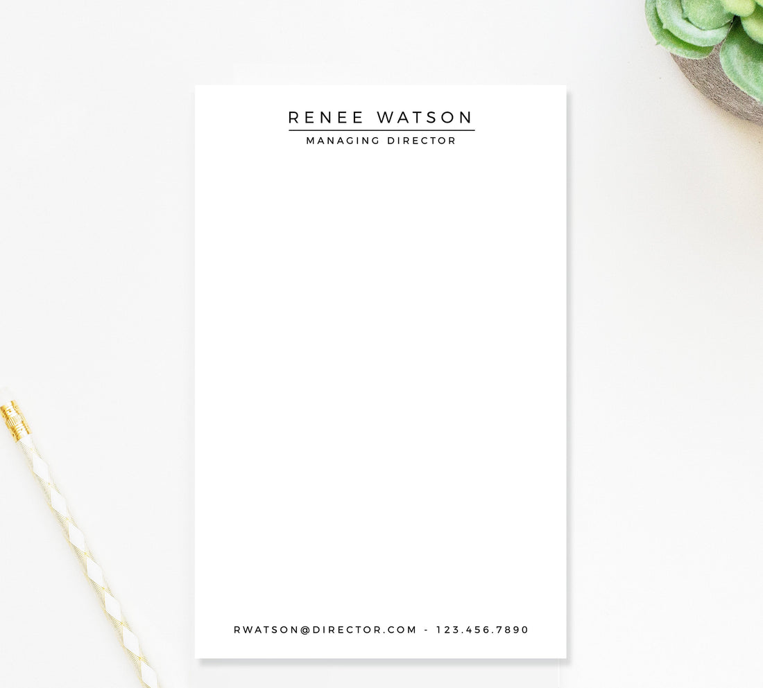 Personalized Business Notepad with Email and Phone Number Website, Personalized Notepad Office Gift, Custom Notepad for Coworker Under 25