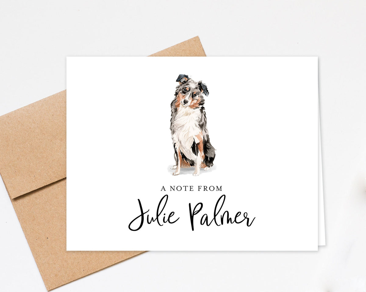 Personalized Folded Greeting Card for Dog Lovers Gift, A Note From Dog Stationary Notecard Set of 10, Folded Stationary Card And Envelopes