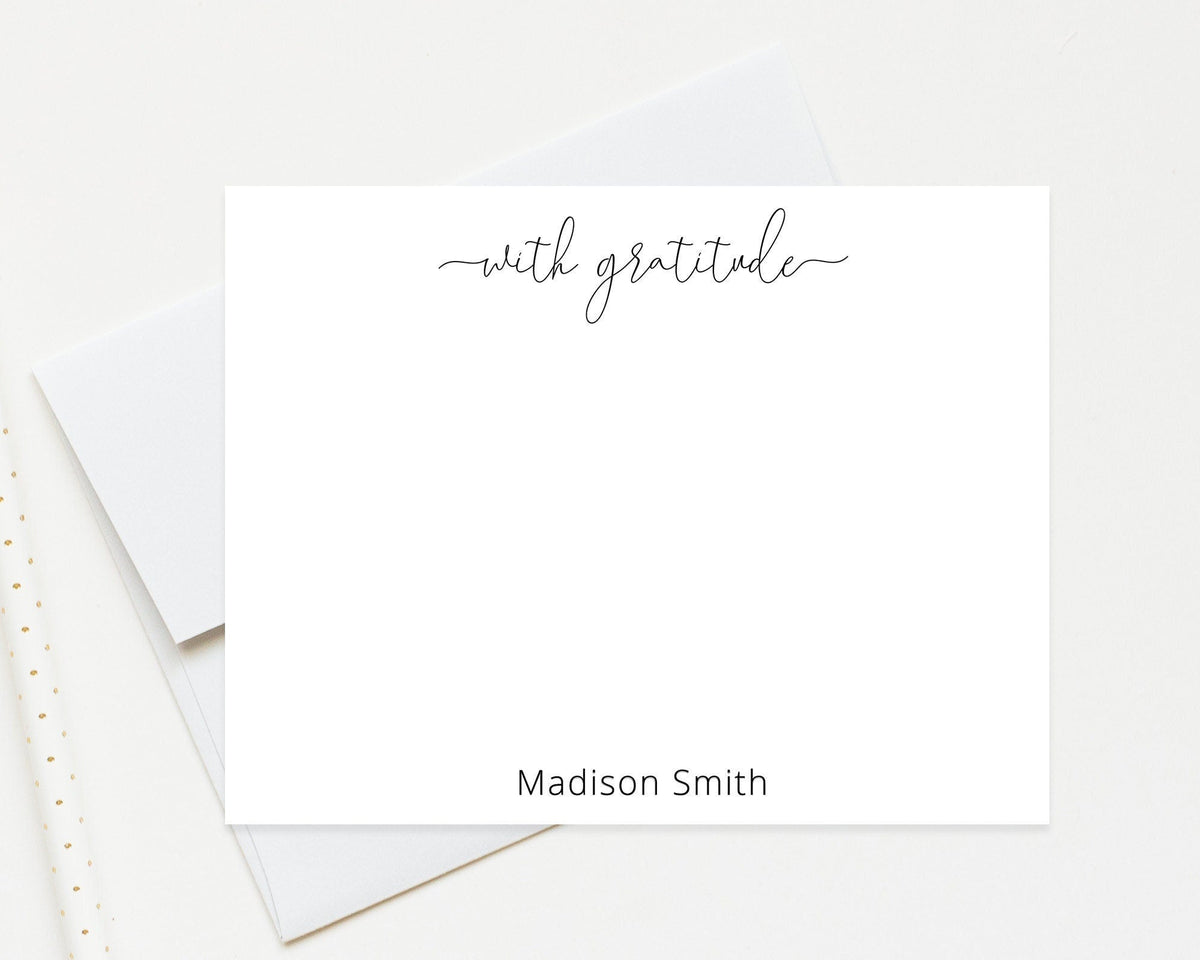 With Gratitude Personalized Stationery, Hostess Gift, Baby Shower Thank You Note Card, Thank you Note Card, Personalized Stationary Gift