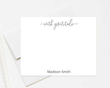 With Gratitude Personalized Stationery, Hostess Gift, Baby Shower Thank You Note Card, Thank you Note Card, Personalized Stationary Gift