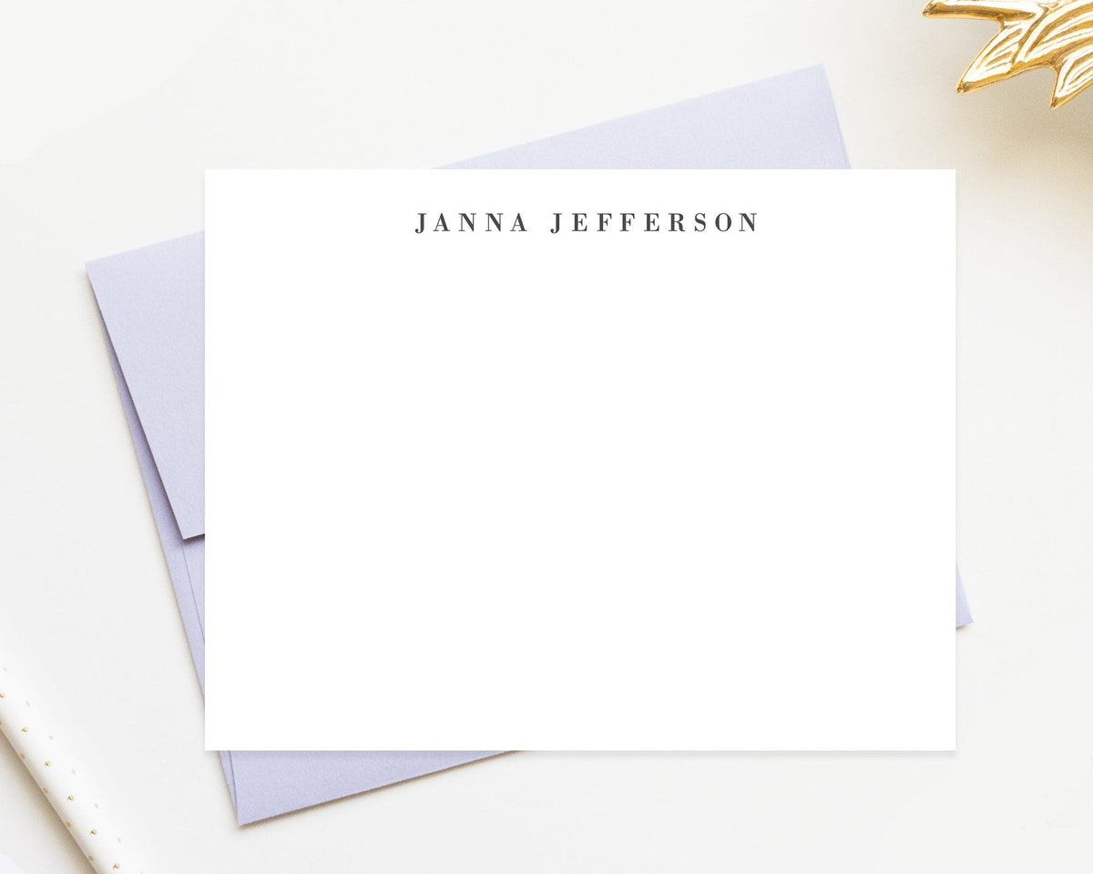 Block Text Personalized Stationery Note Cards, Business Thank you Notes, Stationary Flat Cards with Envelopes, Personalize Stationery Set