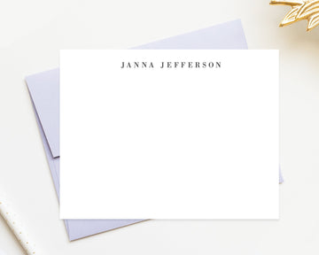 Block Text Personalized Stationery Note Cards, Business Thank you Notes, Stationary Flat Cards with Envelopes, Personalize Stationery Set