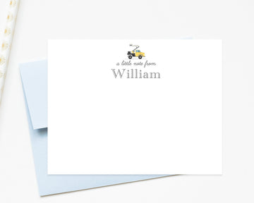 Personalized Construction Truck Stationery for Boys, Toy Birthday Stationary Card, A Little Note From Notecard for Him, Childrens Stationery