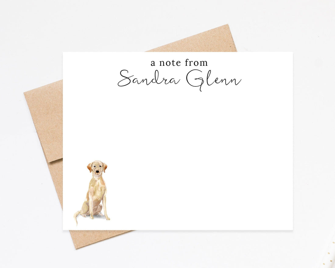 Personalized Yellow Labrador Retriever Stationary, Dog Lovers Notecard Gift Set, Simple Notecards Stationary, Classic Letter Writing